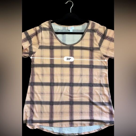 LuLaRoe XL Classic Tee • Windowpane Plaid •Polyester Jersey •High Round Neckline - Picture 11 of 14